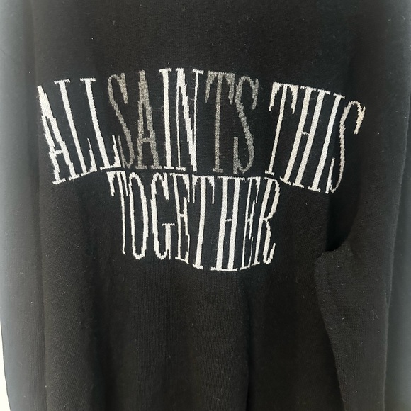 All Saints Men’s Together Crewneck Jumper Sweater Pullover Black Wool - Picture 4 of 8